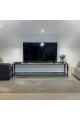 Black iron plasma table with glass top, 160 x 45 x 40 cm