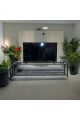 Black iron plasma table with glass top, 160 x 45 x 40 cm
