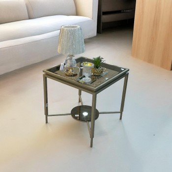  طاولة جانبية  ضيافة بقزاز وقاعدة الشمبانيا   60×60×60سم 