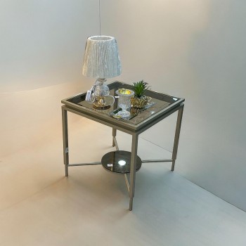  طاولة جانبية  ضيافة بقزاز وقاعدة الشمبانيا   60×60×60سم 