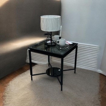  طاولة جانبية  ضيافة بقزاز وقاعدة  اسود 60×60×60سم 
