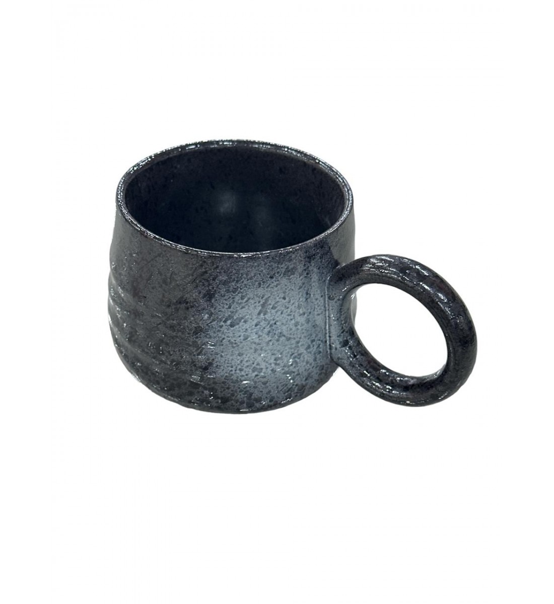 Ceramic mug with black colored handle