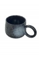 Ceramic mug with black colored handle