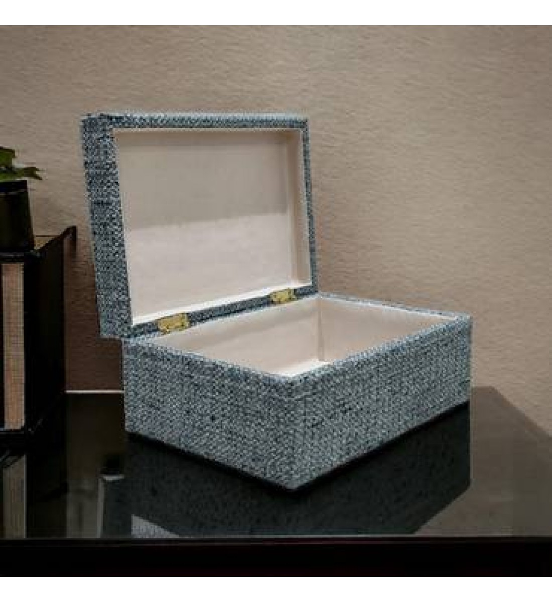 Storage box with fabric cover, 26 x 18 x 11 cm