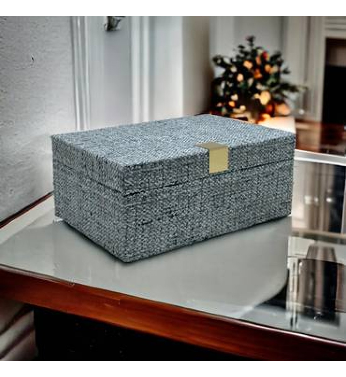 Storage box with fabric cover, 26 x 18 x 11 cm