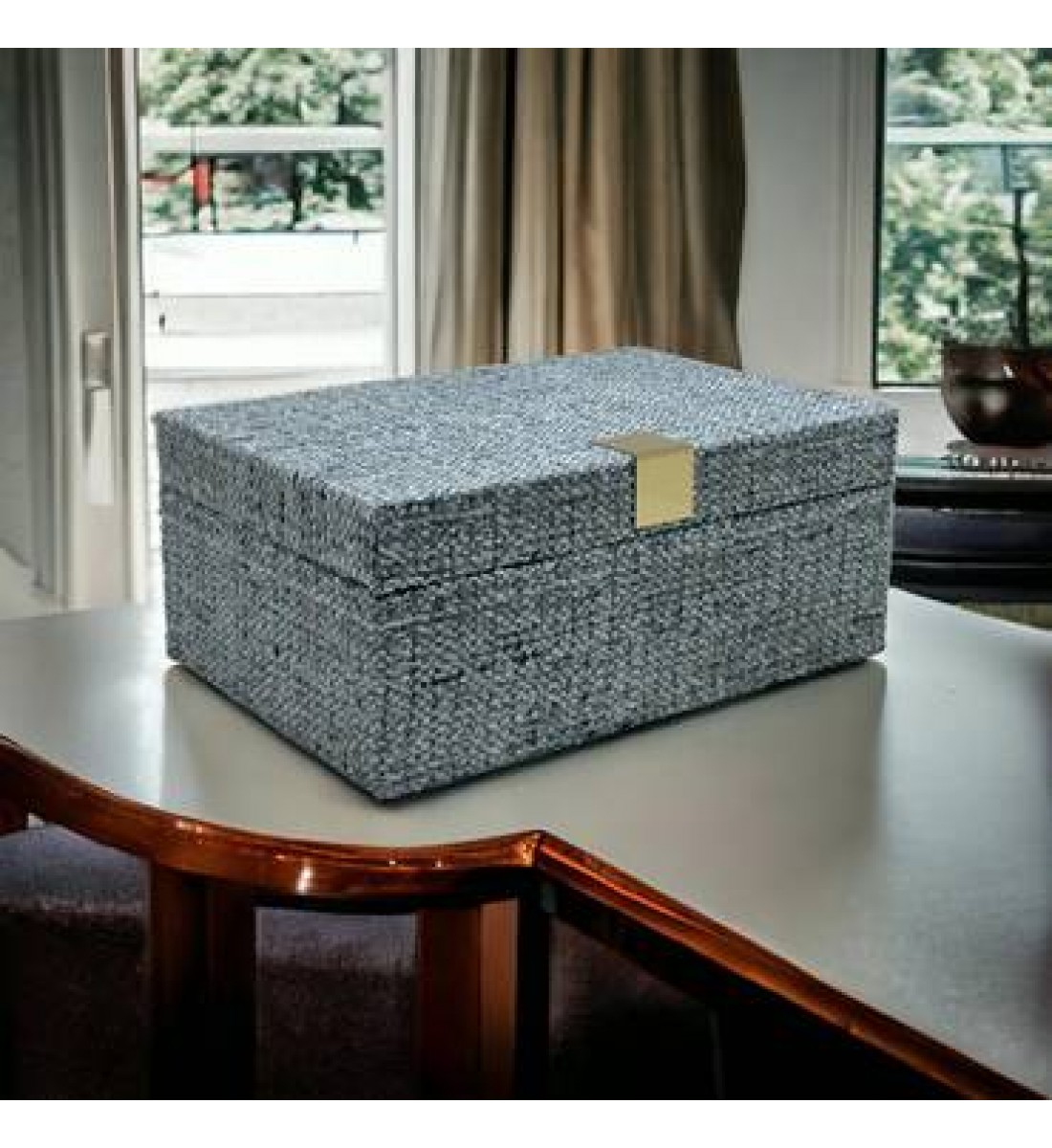 Storage box with fabric cover, 26 x 18 x 11 cm