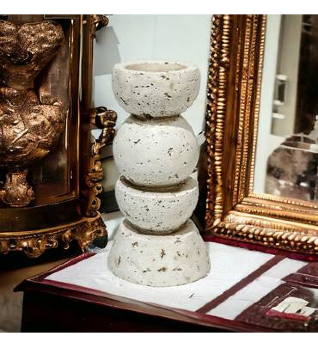   شمعدان رخام ترافنتينوا .15×5×5سم