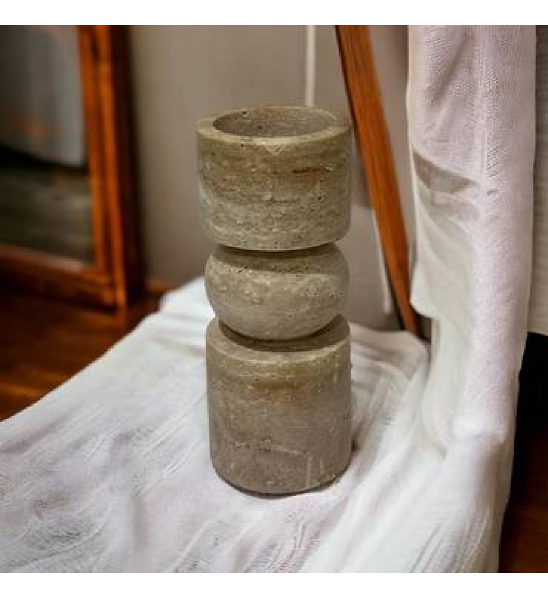  شمعدان رخام ترافنتينوا .20×8×8سم