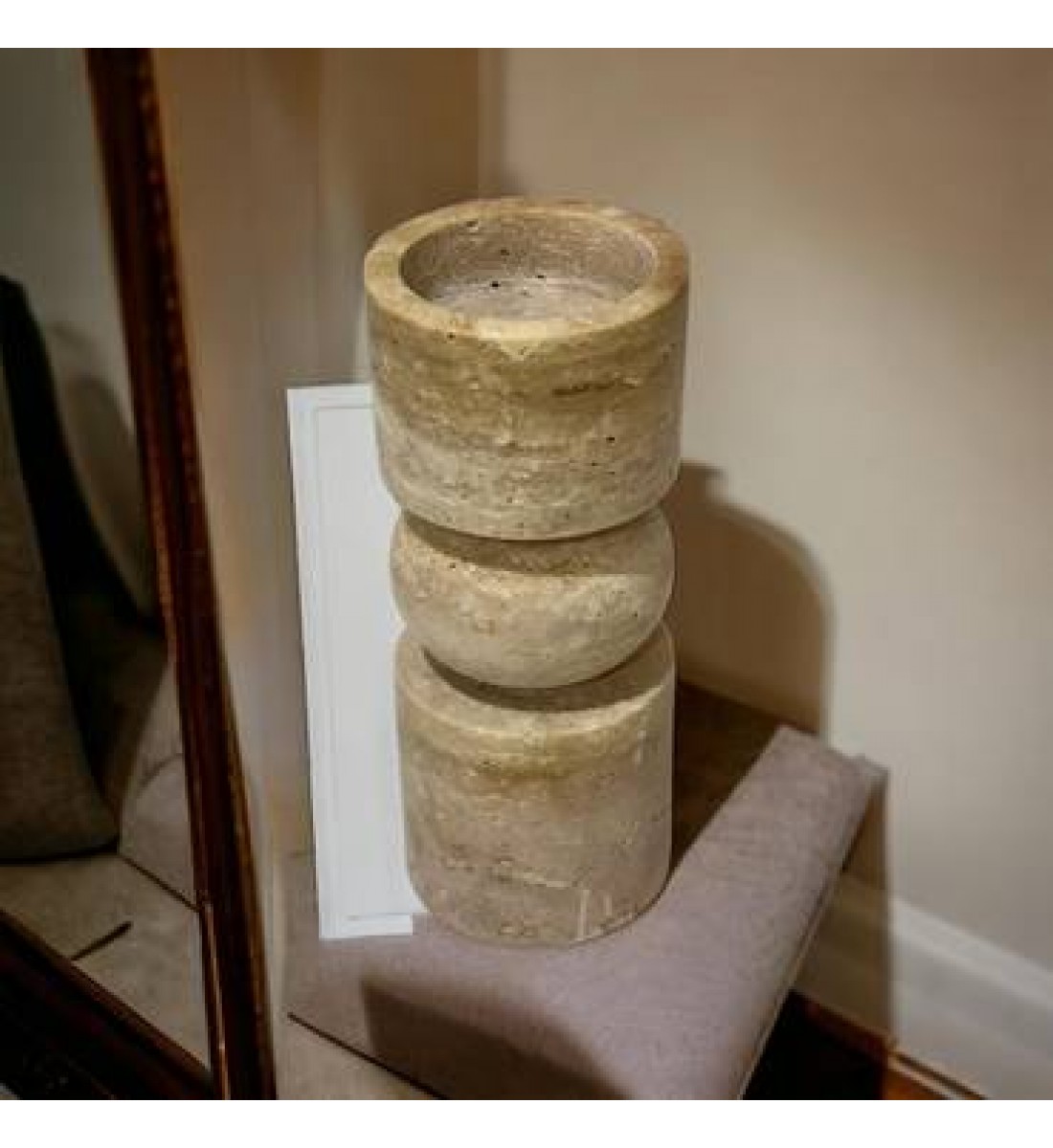  شمعدان رخام ترافنتينوا .20×8×8سم