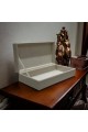 Storage box with leather cover, 30 x 15 x 8 cm