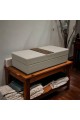Storage box with leather cover, 30 x 15 x 8 cm