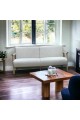 Two-seater sofa chair made of Malaysian wood and fabric with wooden legs, size 179*78*85 cm
