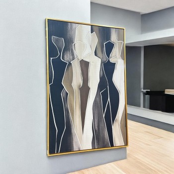 لوحه زينة حائط وجه نقشة مختلفة باطار ذهبي150×100سم 