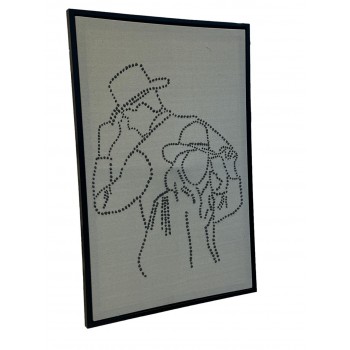 لوحه زينة حائط قماش جبسيه  باطار اسود شكل انسان 120×80سم 