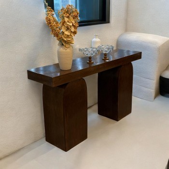 طاولة مدخل كونسول خشب بني 160×40×90سم 