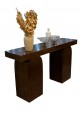 Brown wood console entrance table, 160 x 40 x 90 cm