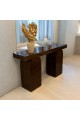 Brown wood console entrance table, 160 x 40 x 90 cm