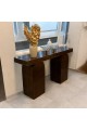 Brown wood console entrance table, 160 x 40 x 90 cm