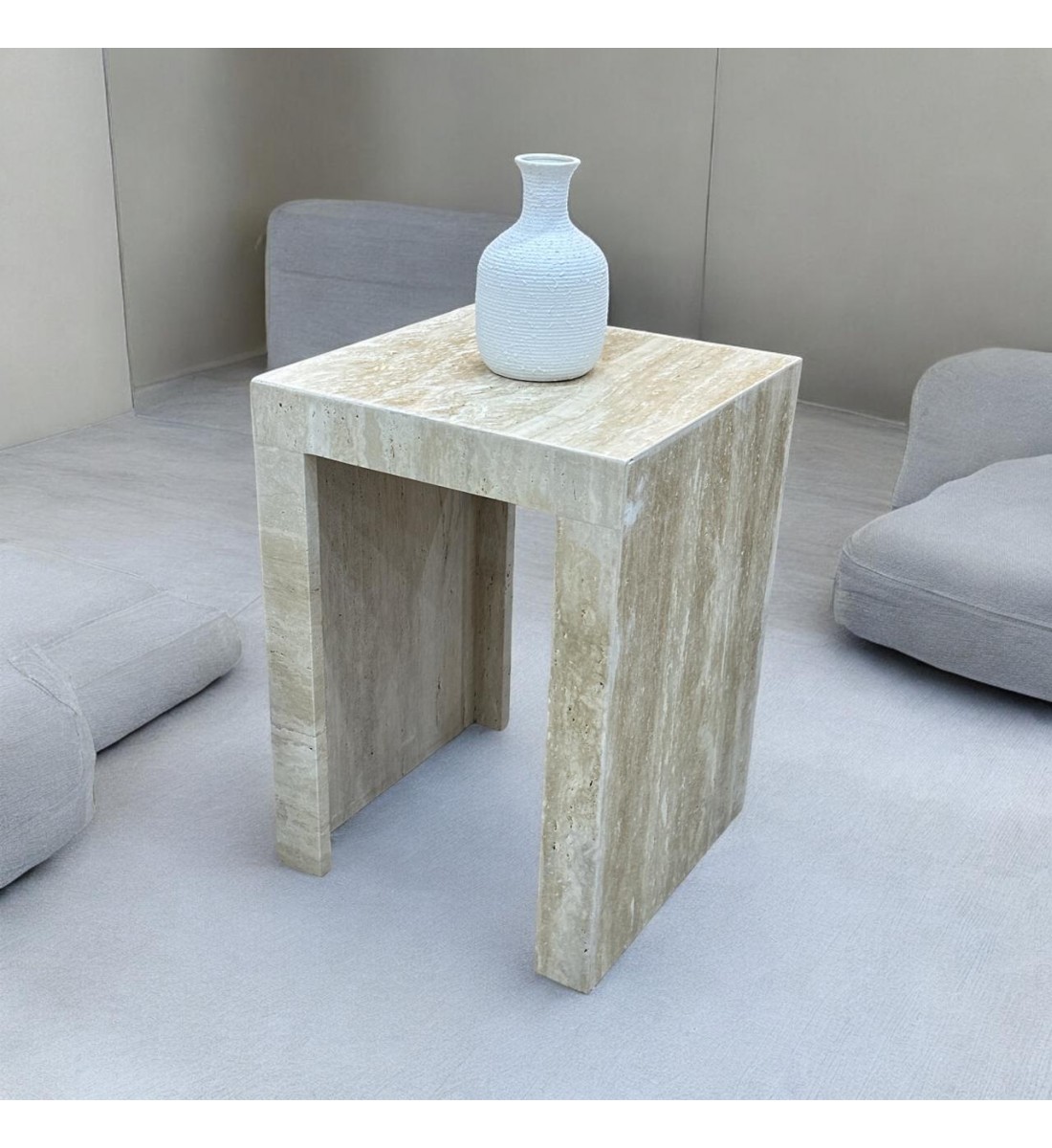 Travertine marble table set, 3 pieces