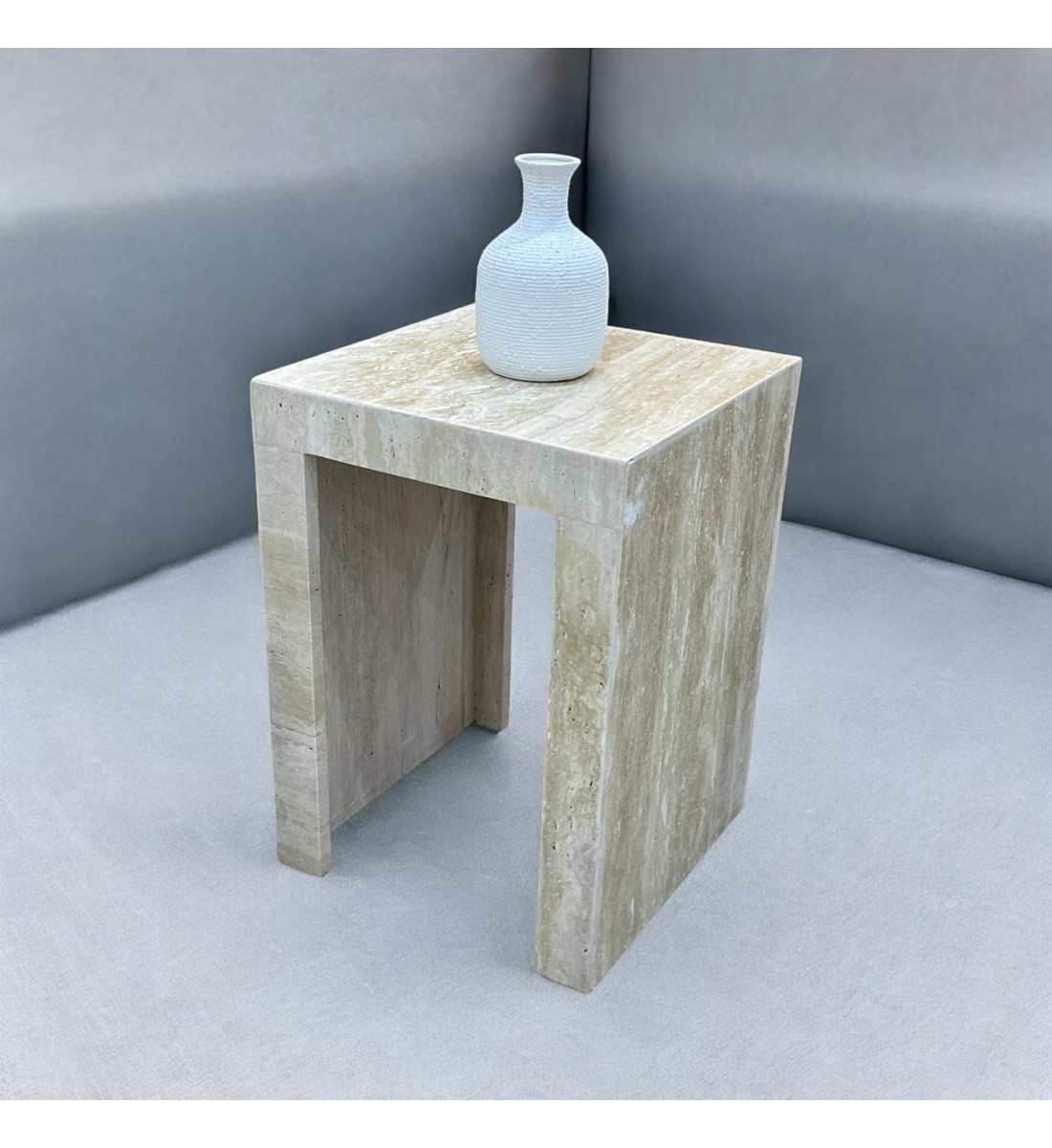 Travertine marble table set, 3 pieces