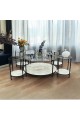 Black steel tea table set + marble alternative, 5 pieces