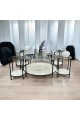 Black steel tea table set + marble alternative, 5 pieces