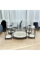 Black steel tea table set + marble alternative, 5 pieces
