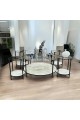 Black steel tea table set + marble alternative, 5 pieces
