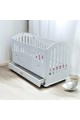 Wooden bed with mattress, length 123 cm, width 64 cm, height 82 cm, white colour