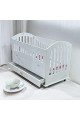 Wooden bed with mattress, length 123 cm, width 64 cm, height 82 cm, white colour