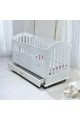 Wooden bed with mattress, length 123 cm, width 64 cm, height 82 cm, white colour