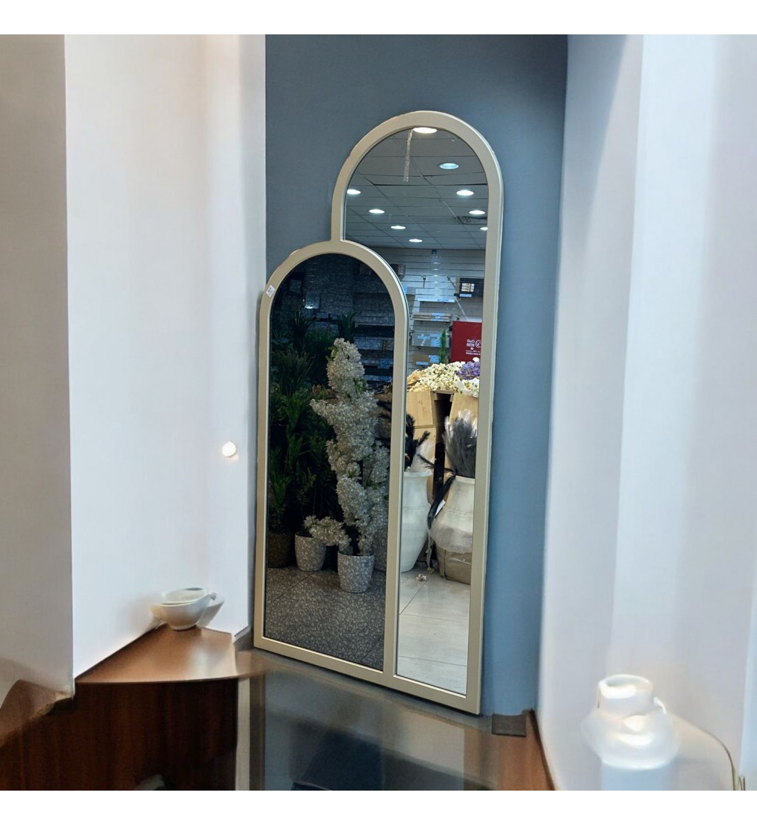 مراة قطعتين ارضيه زجاج جمب معتق اسو اطار خشب شامبين 100×200سم مراة قطعتين ارضيه زجاج جمب معتق اسو اطار خشب شامبين 100×200سم