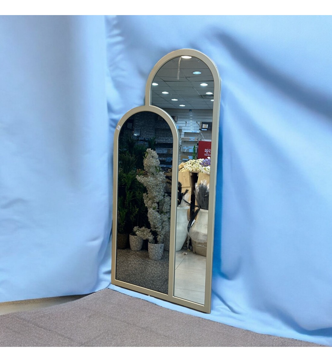 مراة قطعتين ارضيه زجاج جمب معتق اسو اطار خشب شامبين 100×200سم مراة قطعتين ارضيه زجاج جمب معتق اسو اطار خشب شامبين 100×200سم