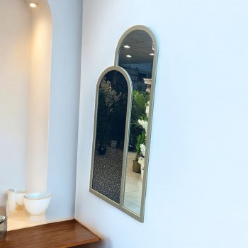 مراة  قطعتين ارضيه زجاج جمب معتق ذهبي اطار خشب شامبين  100×200سم