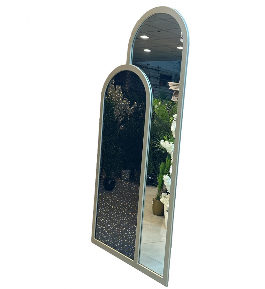 مراة قطعتين ارضيه زجاج جمب معتق ذهبي اطار خشب شامبين 100×200سم مراة قطعتين ارضيه زجاج جمب معتق ذهبي اطار خشب شامبين 100×200سم