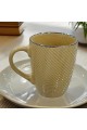 Ceramic mug for hot drinks, ribbed design, beige color, size 12x10 cm