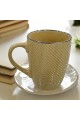 Ceramic mug for hot drinks, ribbed design, beige color, size 12x10 cm