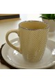 Ceramic mug for hot drinks, ribbed design, beige color, size 12x10 cm