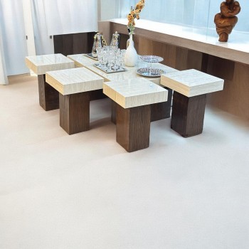 طقم طاولات قهوه وتقديم بديل الرخام 7قطع  قاعدة بني 