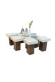 A set of coffee and serving tables, an alternative to marble, 7 pieces, with a brown base
