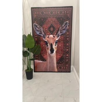   لوحه زينة حائط كانفاس غزالة   باطار اسود 120×200سم 