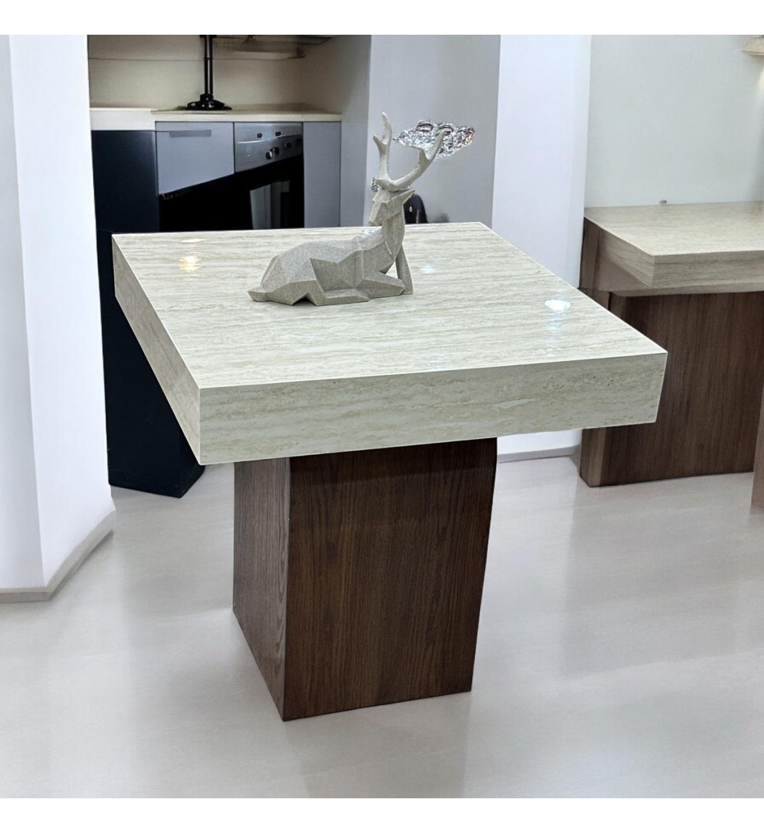 طاولات قهوه وتقديم بديل الرخام بني 60×60×60سم طاولات قهوه وتقديم بديل الرخام بني 60×60×60سم