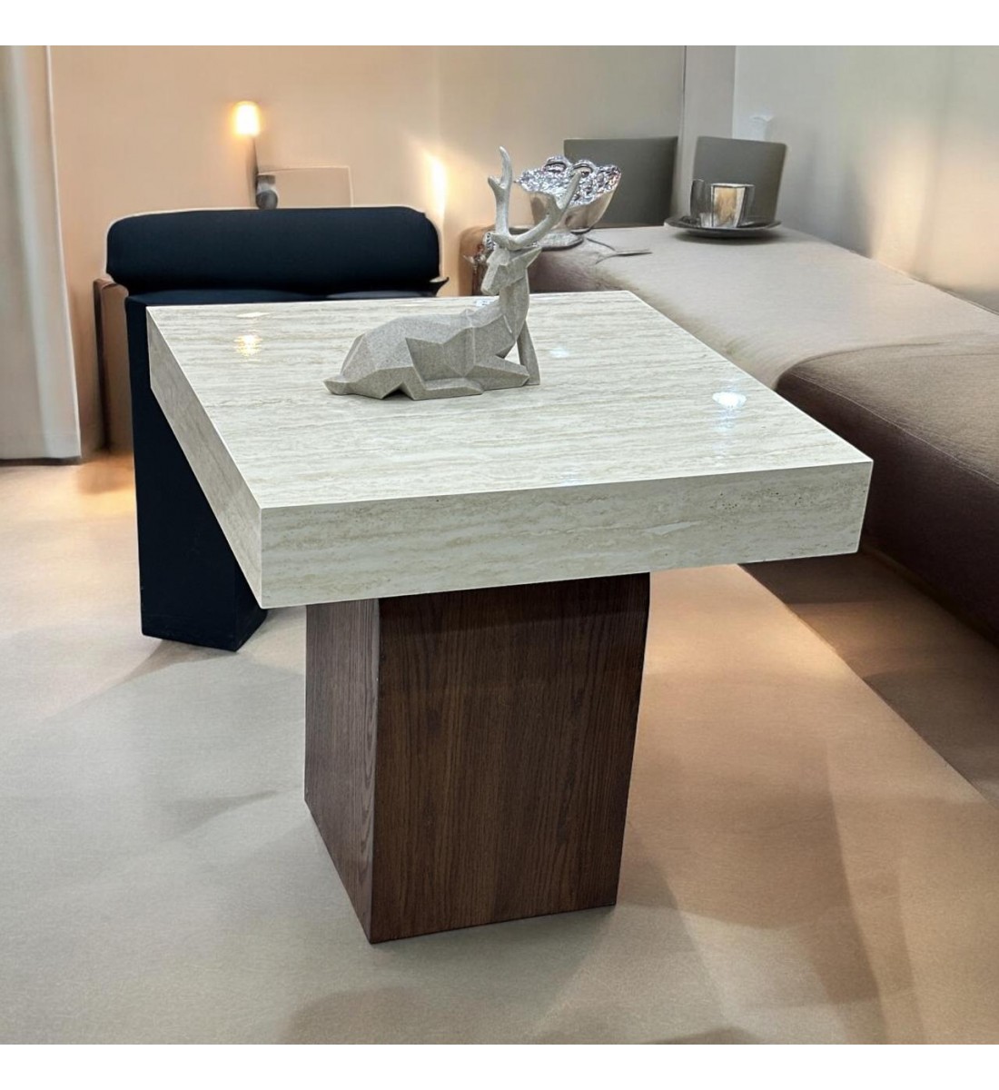 طاولات قهوه وتقديم بديل الرخام بني 60×60×60سم طاولات قهوه وتقديم بديل الرخام بني 60×60×60سم