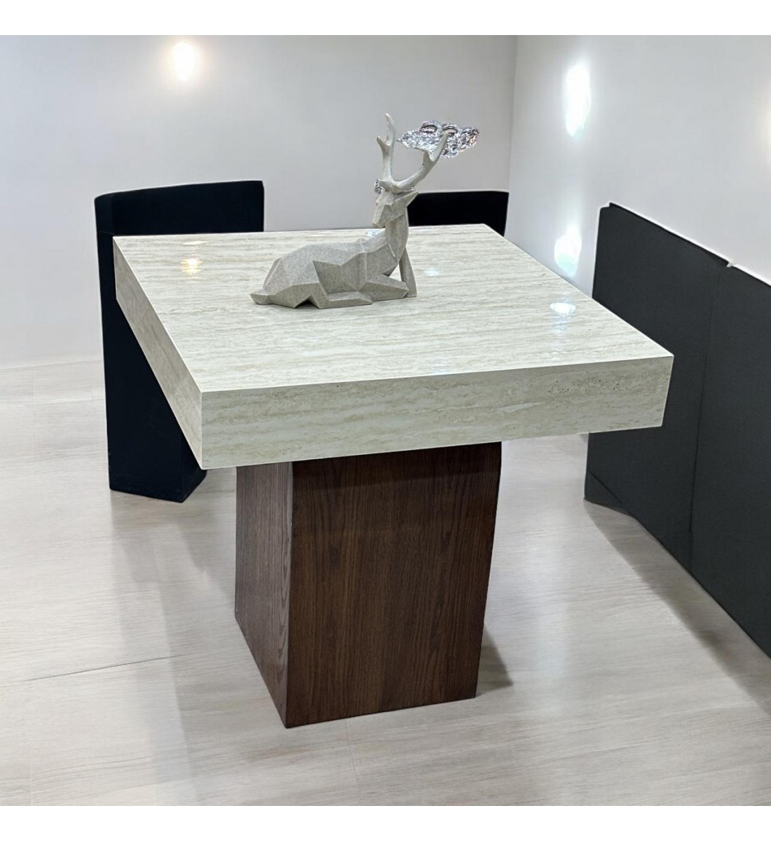 طاولات قهوه وتقديم بديل الرخام بني 60×60×60سم طاولات قهوه وتقديم بديل الرخام بني 60×60×60سم