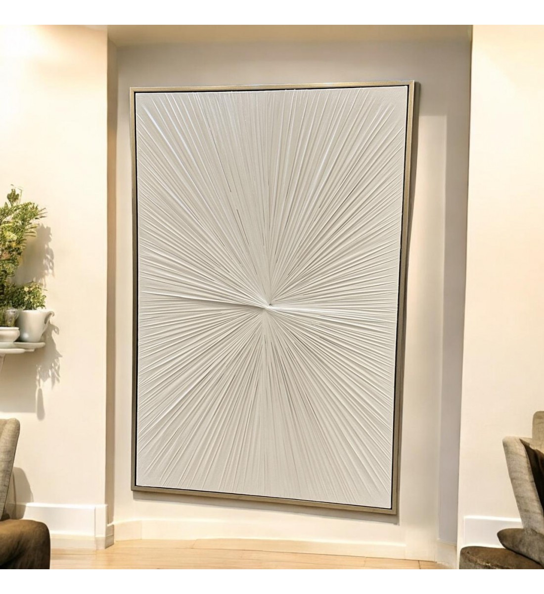 A wall art painting, a gypsum canvas landscape, with a champion frame, 120 x 180 cm