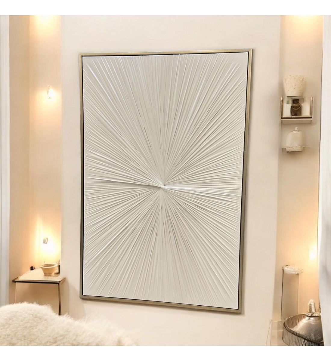 A wall art painting, a gypsum canvas landscape, with a champion frame, 120 x 180 cm