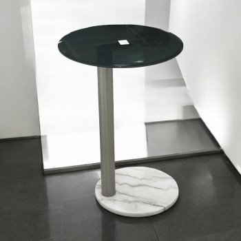 طاولة خدمة مفرد بسطح زجاج وقاعدة رخام 40×40×55سم 