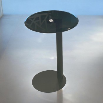 طاولة خدمة مفرد بسطح زجاج وقاعدة حديد اسود  40×40×55سم 