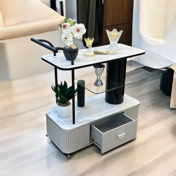 عربية تقديم 3 دور بديل الرخام مع درج رصاصي علي ابيض 