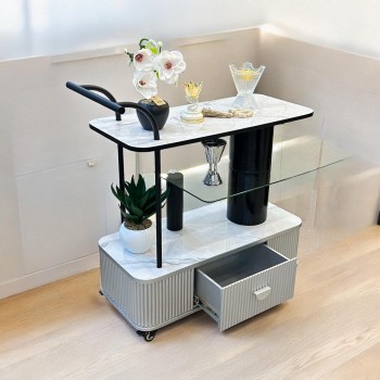 عربية تقديم 3 دور بديل الرخام مع درج رصاصي علي ابيض 